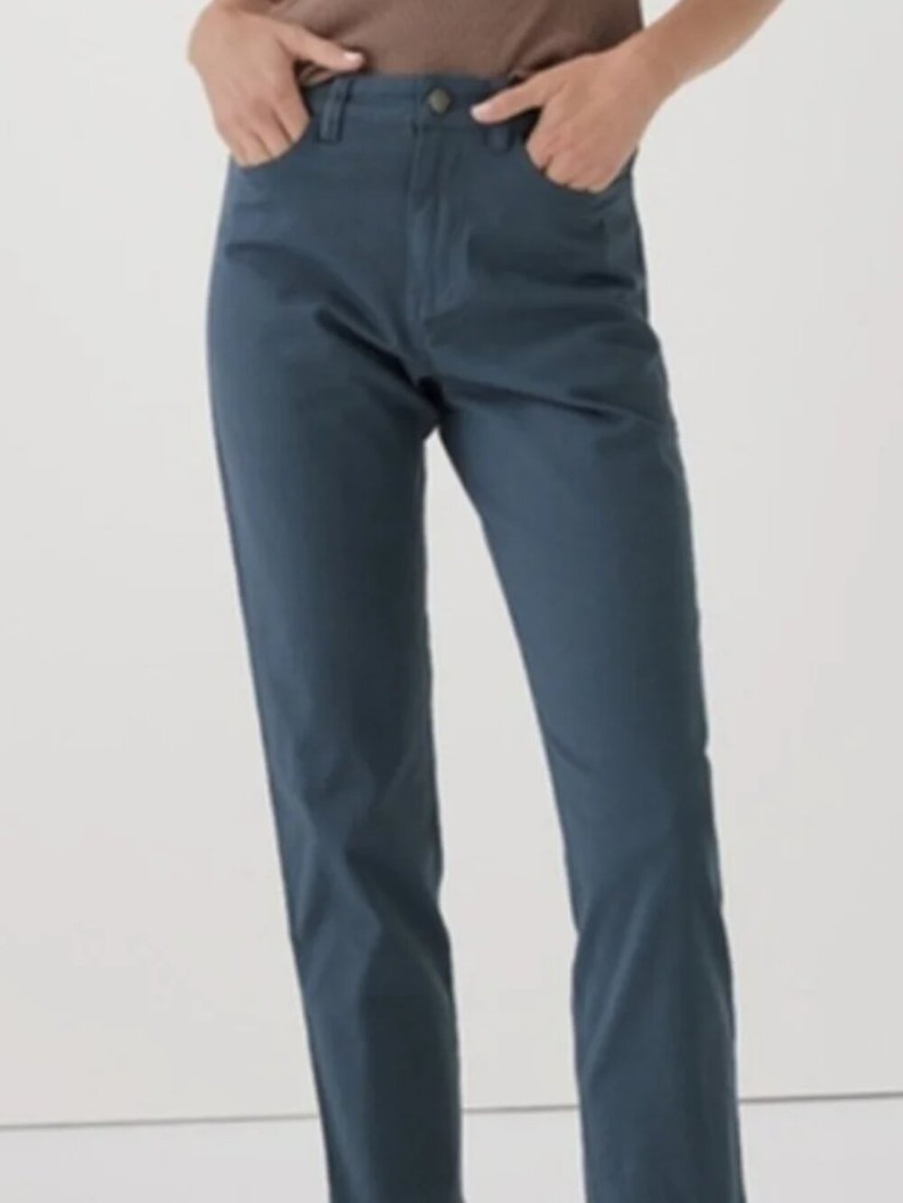 Pact Women Slate Blue Straight Leg Twill Pants size Large